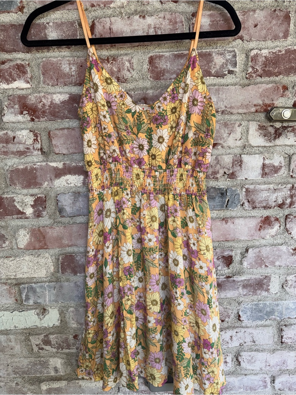 Floral Yellow Spaghetti-Strap Sundress